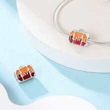 1 Piece Silver-Plated Travel Collection - Scenic Camera Bead, Colorful Zirconia Camera Bead, Travel Collection - Happiness Camera Bead, Orange Suitcase Bead, Capture The Moment Bead, Cat Bead, Adventurer Camera Charm Perfect For Original Snake Chain Bracelets, Necklaces, And Bead Strings DIY Jewelry Making Luxury BFF Gift - Multicolor - View 2
