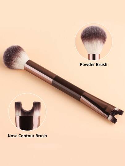 1支双头化妆刷 - 散粉刷和鼻部轮廓刷，美妆工具