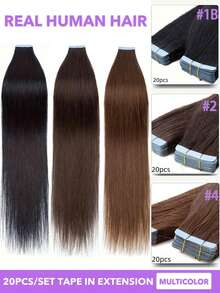 20pcs/Pack Human Hair Tape In Extensions - Straight Looking Invisible Tape Ins Hair Extensions For, Volume & Length, Scalp Compatible,Blonde, 1.76oz Each,Invisible & Natural Look,16 18 20 Inch (#1B #2 #4) Easy To Apply And Style - Multicolor - View 5