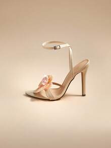 Glizzene Giày sandal cao gót nữ, giày bít mũi hở gót gợi cảm mùa xuân hè, giày cao gót màu mơ thanh lịch, thích hợp cho ngày Valentine và đám cưới. - Màu be - Xem 4