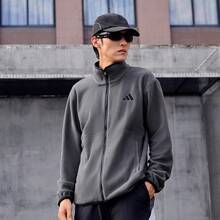 adidas THREE-IN-ONE FLEECE JACKET 防潑防風三合一加絨休閒連帽外套外套 男女同款 固態深灰