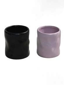 Cabin Kangaroo 1 件/2 件纹理陶瓷化妆刷架，不对称浮雕设计高端办公桌收纳笔筒，迷你陶瓷花瓶装饰，适用于客厅、卧室、办公室、节日礼物、生日、假日海滩、浴室收藏、卧室收藏，大容量 - 彩色 - 查看 28