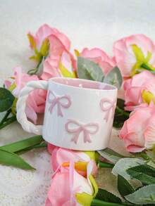 1pc New Creative 3D Bow Tie Mug, High-Quality Braided Handle Ceramic Coffee/Milk Cup, Microwave , Perfect Gift For Girlfriend, Cute Girly Water Cup, Valentine's Day Gift, Souvenir - Multicolor - View 15