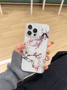 1pc Minimalist White Floral Pattern Painted Transparent Anti-Slip Shockproof TPU Phone Case Suitable For IPhone/ Galaxy, Provides Lens Protection And Can Be Used As A Protective Cover, A Exquisite Gift For Family, Friends, And Colleagues For New Year, Christmas, Halloween Or Valentine's Day - Multicolor - View 3