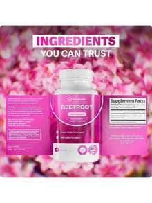 Rosabella Organic Beet Root Capsules – 1300mg Beetroot Powder Natural Energy & Endurance Support, Non-GMO, Lab-Tested Beet Supplement - 120 Capsules, 60-Day Supply - 60 片(1 包) - 查看 9