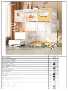 All-In-One Cat Cage, Litter Box, And Cat House, Indoor Cat Villa, Space-Saving Cat Condo - Multicolor - View 13