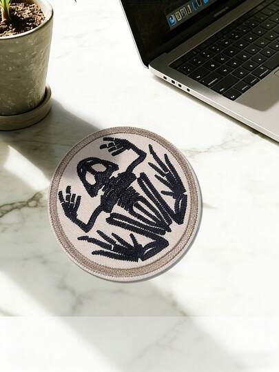 1pc Skeleton Frog Embroidered Patch, Gothic Humorous Design With Heat-Seal Backing, Sew Or Iron-On, Suitable For Clothing, Accessories, Hats, Shoes, Bags And DIY Crafts