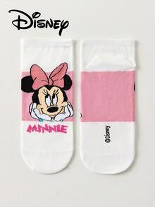 Disney 5双装男女通用短袜，米奇、米妮、唐老鸭、黛丝卡通图案，新颖透气时尚袜，夏季礼物 - 彩色 - 查看 7