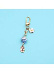 1pc Elegant & Fashionable Cute Maneki-Neko Keychain Pendant, Popular Ceramic Charm Accessory For Women Backpack - A - View 4