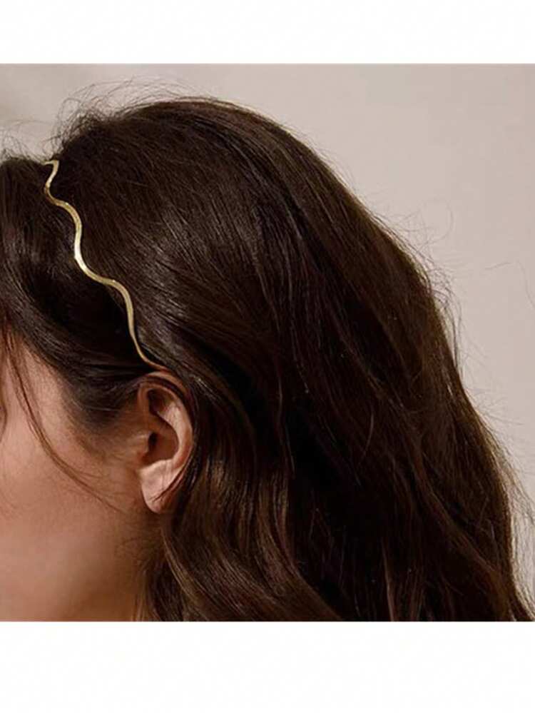 3pcs Women's Metallic Gold Thin Wave Style Hair Hoops, Simple & Practical Hairband For Bangs, Minimalist Hair Accessory Elegant,Hairband,Hair Hoop Headbands Head Accessories Beauty Home Hair Accessories