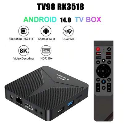 Q96 OHP 64GB Android 14 Smart TV Box mit RK3518 Chip, unterstützt 4G/5G, WLAN 6, Bluetooth 5.0, 8K Ultra HD, Sprachfernbedienung, IPTV kompatibel