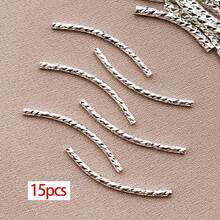 15pcs 18K Gold Tube Spacer Beads Curved Noodle & Long-Lasting Brass Twist Beads For DIY Necklace Bracelet Jewelry Making Findings - Multicolor - View 31