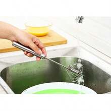 Stainless Steel Semi-Automatic Rotary Egg Beater, Kitchen Baking Tool Stainless Steel Manual Press Egg Beater - Silver - View 8