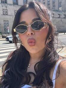 1副复古女士椭圆形菱形时尚眼镜，适合休闲、海滩、派对、婚礼、假日街拍和摄影道具 - 彩色 - 查看 10