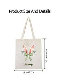 Customized Personalized Easter Bunny Tote Bags, Customized Easter Shoulder Bags, Easter Party Bags, Personalized Easter Gifts, Printed With Easter Bunnies, Suitable For Easter Presents, Etc. - Multicolor - View 5