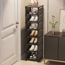 1 pieza Estantería metálica ajustable de 4/6/8 niveles - Sin herramientas necesarias, estantería de almacenamiento de entrada portátil, adecuada para dormitorio y hogar, solución de almacenamiento de zapatillas y zapatos de varias capas, diseño minimalista blanco/negro | Organizador de zapatos duradero - Negro - Ver 2