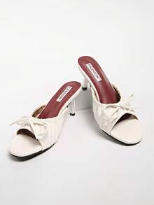 Sandal quai ngang đế dày bằng lưới, nơ kiểu Pháp, kiểu dáng cổ tích mới, phù hợp với váy, dép hở mũi. - trắng - Xem 6