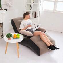 Lazy Inflatable Sofa, Inflatable Lounge Chair, Flocked Backrest, Inflatable Sofa Bed, Suitable For Indoor & Outdoor Use, Home, Patio, Garden, Swimming Pool, Camping (With Air Pump) - Coffee - View 15