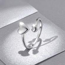 Anillo abierto con forma de corazón de plata de ley 925, delicado y único, adecuado para uso diario, fiestas, San Valentín, regalo de cumpleaños para seres queridos, viene en caja de regalo - Plateado - Ver 5