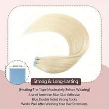 40PCS Tape In Hair Extensions Human Hair, Hair Extensions 16-26 Inch Platinum Blonde Remy Straight Human 50g/Pack Double-Side Hair Tape In Extensions Attached Skin Weft Tape Hair Extensions For Women(60#,16-26 Inch) - S60 - 查看 4