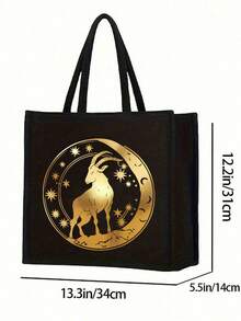 Bộ 12 túi tote vải lanh đen in hình cung hoàng đạo, túi đeo vai tối giản dung tích lớn kèm túi đựng mỹ phẩm di động, túi đựng đồ dùng hàng ngày, túi mua sắm đa năng, túi quà tặng cá nhân hóa hoặc túi đựng bữa trưa - Thiết kế hoàn toàn mới. Túi xách hai quai xách kiểu cặp sách. Thích hợp cho mua sắm, công sở, đi học. - Nhiều màu - Xem 9