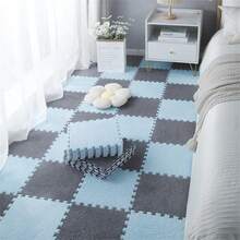 24片装柔软拼图地垫地毯，柔软爬行区地毯，防滑床边垫，DIY地毯，方形互锁地砖，卧室/客厅装饰 - 彩色 - 查看 12