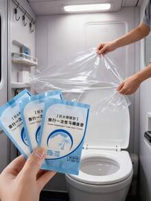 50pcs Disposable Transparent Waterproof Durable Plastic Toilet Seat Covers, Travel Hygiene Liners, Easy To Clean, Essential For Summer Home - Multicolor - View 6