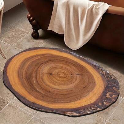 1pc Asymmetrical Wooden Pattern Silica Gel Mat, Suitable For Doormat, Small Rug, Welcome Mat, Carpet, Floor Mat, Outdoor Doormat, Kitchen Rug, Home Decor, Front Door Mat, Area Small Rug, Outdoor Mat, Home Decor, Area Rug, Garden Rug, Washable Carpet