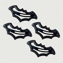 4pcs Fashion Gothic Dark Flash Spotted Bat Hair Clip, Suitable For Women's Daily Wear, Perfect Gift - 黑色 - 查看 4