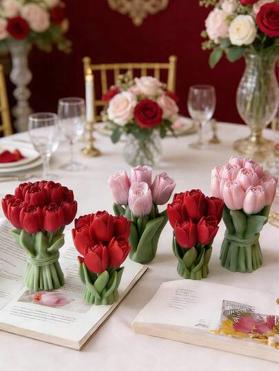 1pc Irregular Floral Tulip Bouquet Silicone Mold Multi-Use Easy Clean For Candle/Gypsum/Resin Craft Valentine's Day Wedding Season Mother's Day Women's Day Girls' Day Graduation Season Holiday & Party Decor Gift