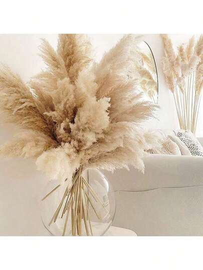 100 cm/39,3 inç Boyunda, 10 Saplı, Tüylü Pampas Otu, Ev/Düğün/Oturma Odası/Yatak Odası Dekorasyonu İçin Uygun, Boho Tarzı, Vazo İçin Doğal Kurutulmuş Dolgu Bitkisi, Sonbahar Dekorasyonu