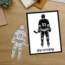 Creative Ice Hockey Player Cutting Dies, DIY Scrapbooking Album And Embossing Stencil, Greeting Card Making Tool, Card Paper Cutting Crafts ,Gift Card Making Template Die Cuts. - Silver - View 8