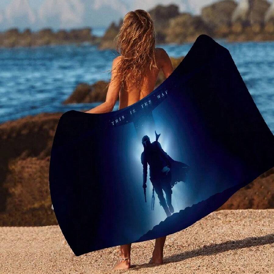 Movie The M-Mandalorian Cartoon Beach Towel Cute Kawaii Room Decor Bath S Ren Hand Towels For Bathroom Shower(13).Jpg - 白色 - 查看 1