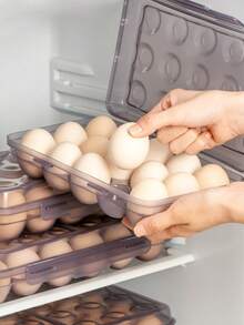 [6/12/15/18/24枚鸡蛋] 户外鸡蛋收纳盒 | 多层可堆叠鸡蛋整理器 | 深槽防碎防震隔板结构 | 加固材质，带安全锁设计 | 适用于户外露营、冰箱和橱柜 | 健康生活从鸡蛋开始 | 厨房和冰箱收纳必备（紫色）