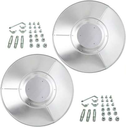 HQQ Outdoor 2 Units Patio Heater Reflector Shield, Aluminum Heat Reflector Shield Top For Propane Outdoor Heaters,Dome Replacement Parts(33" Diameter Round,3-Hole Mount)
