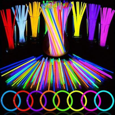 100PCS/50PCS/20PCS Fluorescent Sticks With Connectors - Various Shapes And Bright Colors, Perfect Party Gifts And Decorations