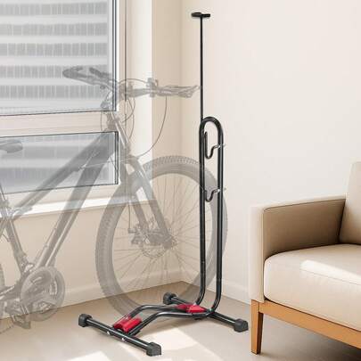 Bike Rack, Upright Bike Stand Floor For 16 To 27.5 Inch Mountain & Road Bikes, Vertical & Horizontal Bicycle Stand For Secure Parking And Storage In Garage, Truck Bed, Indoor, Outdoor, Black