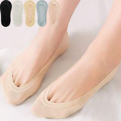 chuanwa（2） Women's Invisible Short Ankle Socks, Thin Breathable Non-Slip Silk-Like Invisible Low-Cut Socks, Summer