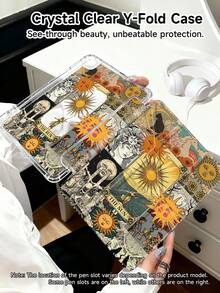 11-Inch Tablet Protective Case With Sun Tarot Card Patchwork Pattern, Suitable For Air M3 2025/M2 2024, Air 5th Gen 2022, 11th Gen 11-Inch 2025, Galaxy Tab, Kindle Paperwhite 12th Gen 2024, Transparent Back, Fashionable Pattern, Auto Sleep/Wake, Airbag Protection, Suitable For Gifts And Office Use - Multicolor - View 4