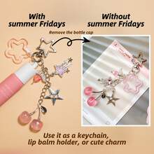 Lip Gloss Holder Keychain Cap Compatible With Summer Friday 0.5oz Lip Balm | Leak-Proof Design|1:1 Precise Fit|Cute Bag Charm Accessory|Perfect Gift For Beauty Lovers & Trendsetters - Red - View 2