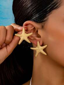 1对时尚优雅的极简主义海星耳钉（女士款） - 海星 - 查看 12