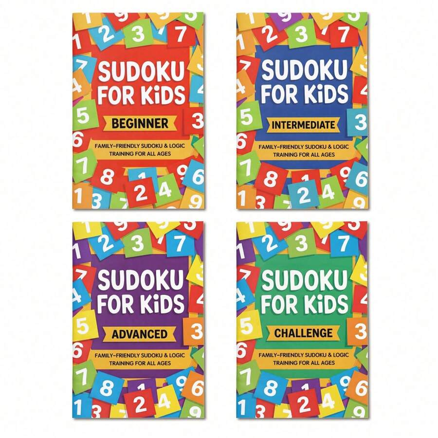 数独谜题系列，四个难度级别，循序渐进练习，逻辑数字谜题，培养思维能力和专注力，清晰的网格图附有答案，彩色封面，多种难度级别可供选择 - 數獨練習冊 - 查看 1