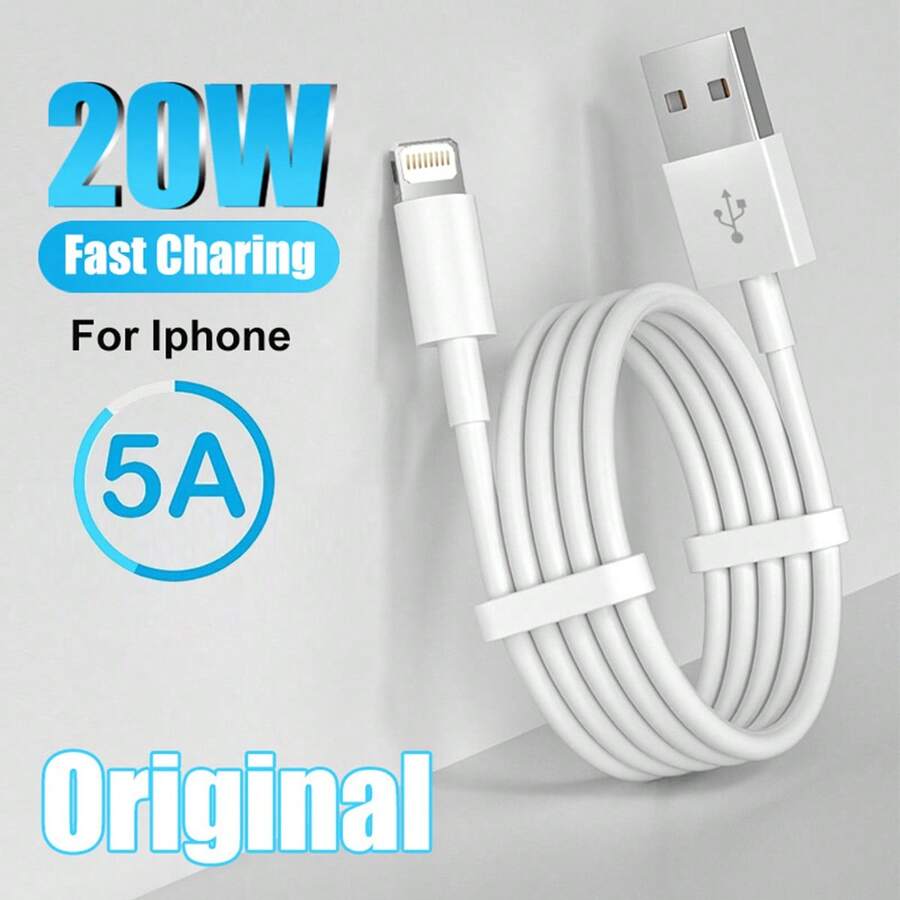 1/2/3条装 20W USB 转 Lightning 快充数据线 3.3 英尺/100 厘米，车载 Apple CarPlay 数据线，高效数据传输线，兼容 14/13/12/11/Pro Max Plus 系列 - 白色 - 白色 - 查看 1