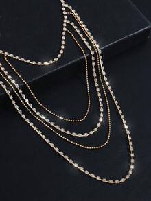 1pc Elegant Bridal Wedding Rhinestone Shoulder Chain Dress Accessory - Gold - View 4