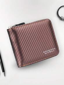 New Carbon Fiber Texture Men's Wallet, Transparent Window Card Holder, Zipper Coin Pouch - Multicolor - View 13