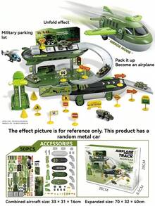 Conjunto de 50 peças de garagem e caixa de arrumação com tema de avião e contentor - conjunto de estacionamento para veículos militares, carros desportivos e carros de corrida de Fórmula - conjunto de carros de brinquedo estilo blocos de montagem para auto-montagem - inclui carros pequenos selecionados aleatoriamente (cor aleatória) - Multicolorido - Ver 14