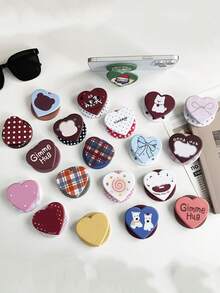 防震爱心设计韩式磁吸手机支架，爱心蝴蝶结波点英文设计，兼容MagSafe手机（手机壳），强力吸附，可伸缩折叠，适合懒人追剧的必备好物，情人节礼物 - 彩色 - 查看 1