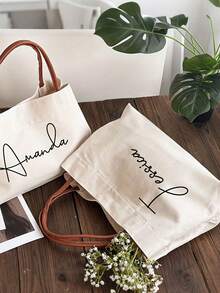 Elegant Personalized Custom Bridesmaid Tote Bag | Wedding Party, Bridal Shower, Beach - Durable, Hand Washable - Stylish Shoulder Strap, Sturdy Handle Construction - Custom Name Gift For Bridesmaids, Holidays - Multicolor - View 7