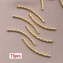 15pcs 18K Gold Tube Spacer Beads Curved Noodle & Long-Lasting Brass Twist Beads For DIY Necklace Bracelet Jewelry Making Findings - Multicolor - View 26