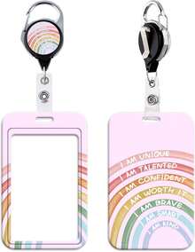 Black Inspirational Quote Work Retractable Badge Reel With ID Holder School Teachers ID Badge Holder Cute Reel Clip For Keys & ID Badges For Women Men Girls Kids Cool Heavy Duty Retractable Keychain - 粉紅鬱金香 - 查看 10